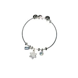 Alex and Ani 2013 Snowflake Charm Bangle Bracelet Silver Tone Crystal Winter